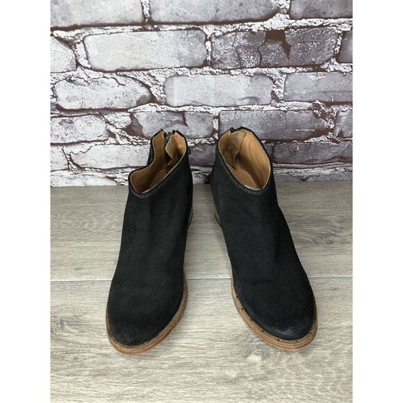 BEEK Falcon Black Suede Leather Back Zip Stacked Heel Booties Women’s 7M US/38EU - Picture 12 of 16